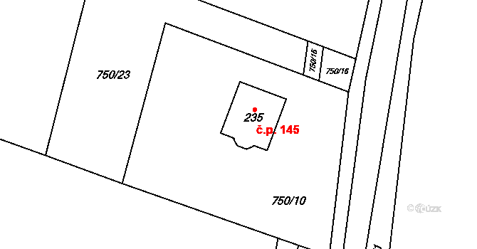 Jakubovice 145 na parcele st. 235 v KÚ Jakubovice u Šumperka, Katastrální mapa
