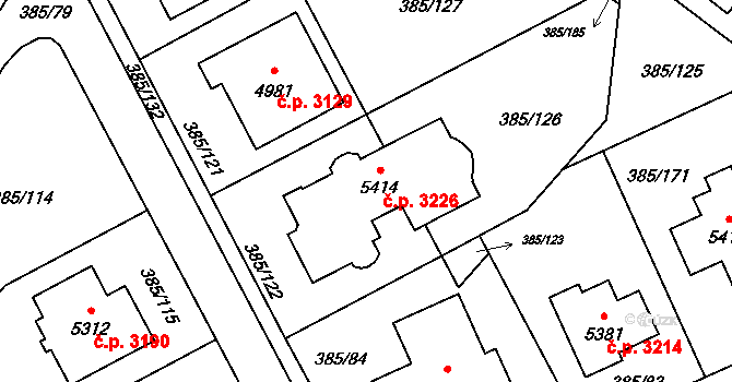 Břeclav 3226 na parcele st. 5414 v KÚ Břeclav, Katastrální mapa