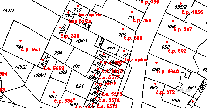 Kadaň 5579 na parcele st. 702 v KÚ Kadaň, Katastrální mapa