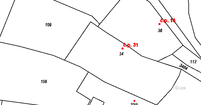 Jeníkov 31, Čechtice na parcele st. 34 v KÚ Jeníkov u Vlašimi, Katastrální mapa