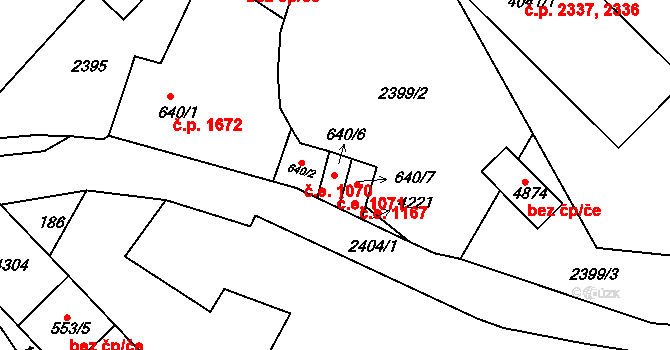 Rakovník II 1071, Rakovník na parcele st. 640/6 v KÚ Rakovník, Katastrální mapa