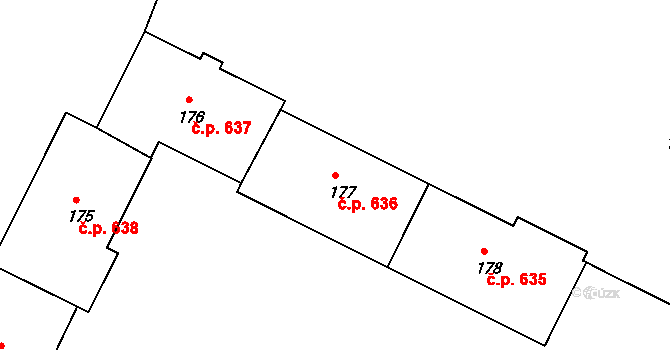 Poruba 636, Ostrava na parcele st. 177 v KÚ Poruba, Katastrální mapa