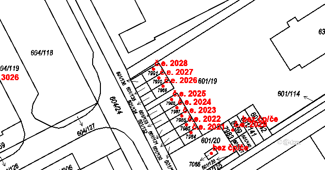 Kroměříž 2026 na parcele st. 7989 v KÚ Kroměříž, Katastrální mapa