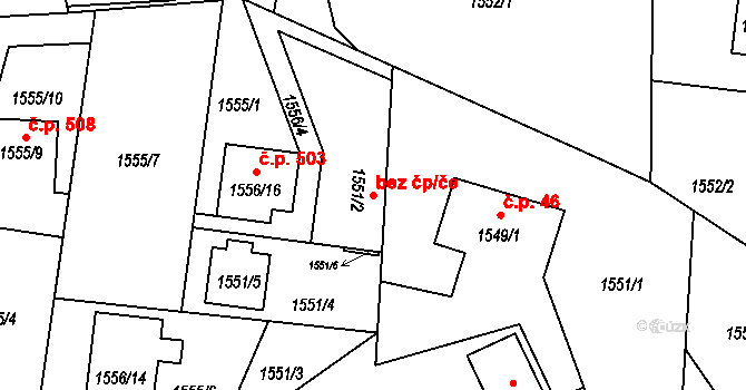 Třinec 40207498 na parcele st. 1551/2 v KÚ Třinec, Katastrální mapa