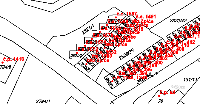 Děčín 40682498 na parcele st. 2820/5 v KÚ Děčín, Katastrální mapa