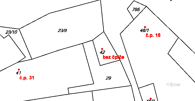 Bílá Lhota 40902498 na parcele st. 42 v KÚ Řimice, Katastrální mapa