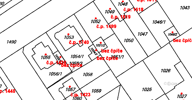 Chomutov 41382498 na parcele st. 1054/2 v KÚ Chomutov I, Katastrální mapa