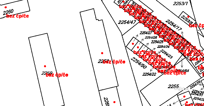 Dačice 42458498 na parcele st. 2258 v KÚ Dačice, Katastrální mapa