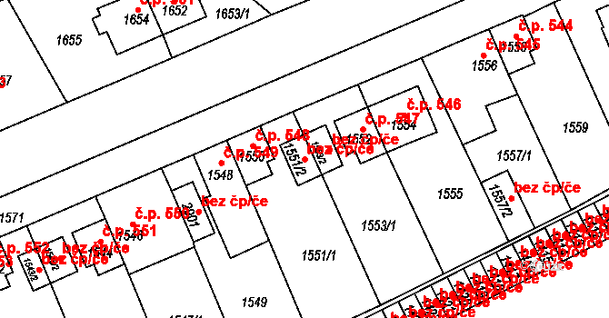 Zruč nad Sázavou 44032498 na parcele st. 1551/2 v KÚ Zruč nad Sázavou, Katastrální mapa
