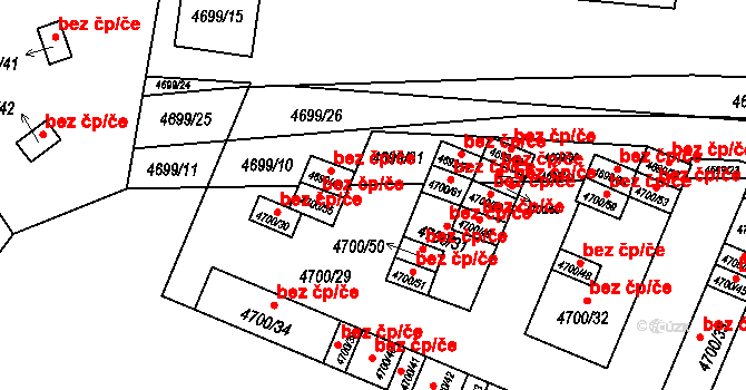 Chomutov 45056498 na parcele st. 4699/43 v KÚ Chomutov I, Katastrální mapa