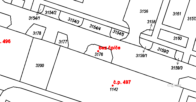 Krnov 45629498 na parcele st. 3176 v KÚ Opavské Předměstí, Katastrální mapa