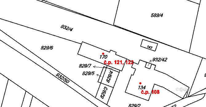 Nepasice 121,122, Třebechovice pod Orebem na parcele st. 170 v KÚ Nepasice, Katastrální mapa