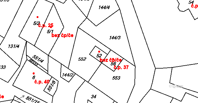 Najdek 41, Lodhéřov na parcele st. 52 v KÚ Najdek u Lodhéřova, Katastrální mapa