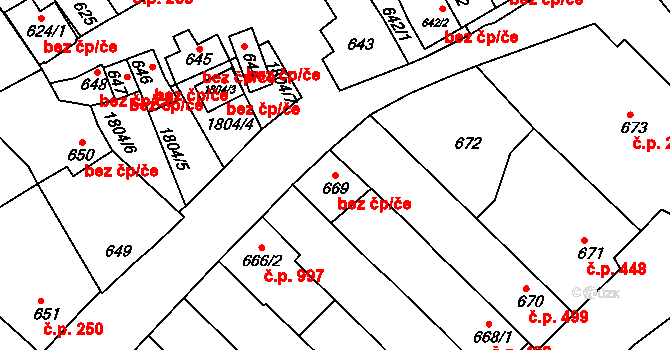 Dolní Bojanovice 49350498 na parcele st. 669 v KÚ Dolní Bojanovice, Katastrální mapa