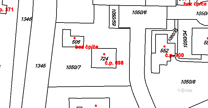 Dražejov 698, Strakonice na parcele st. 724 v KÚ Dražejov u Strakonic, Katastrální mapa