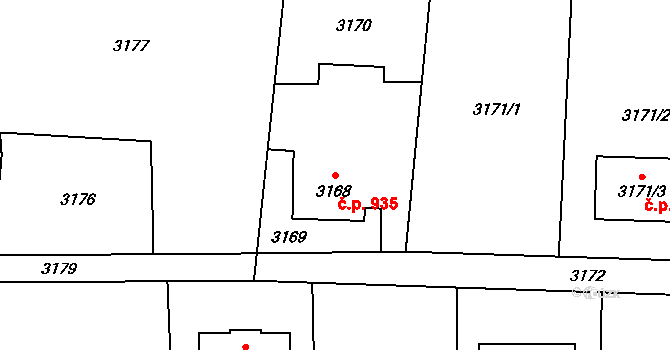 Stonava 935 na parcele st. 3168 v KÚ Stonava, Katastrální mapa