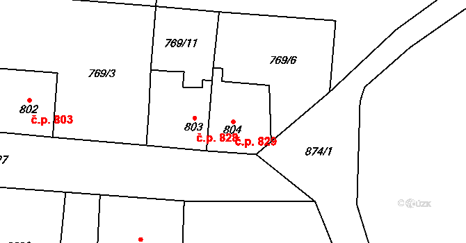 Přelouč 829 na parcele st. 804 v KÚ Přelouč, Katastrální mapa
