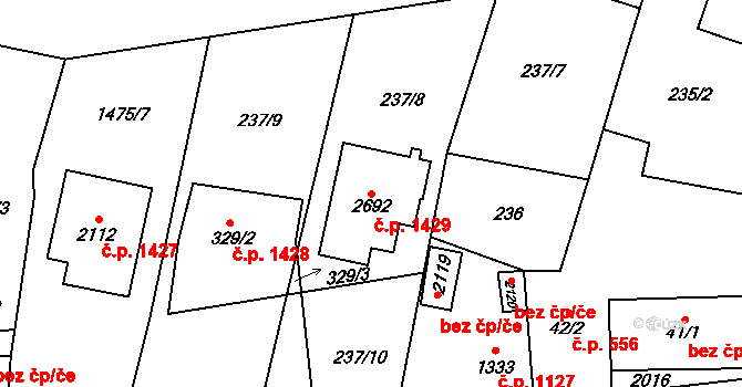 Přelouč 1429 na parcele st. 2692 v KÚ Přelouč, Katastrální mapa