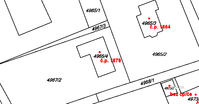 Šenov 1878 na parcele st. 4965/4 v KÚ Šenov u Ostravy, Katastrální mapa