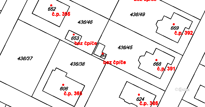 Opatovice nad Labem 82085498 na parcele st. 891 v KÚ Opatovice nad Labem, Katastrální mapa