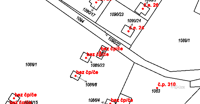 Havířov 91991498 na parcele st. 1086/2 v KÚ Bludovice, Katastrální mapa