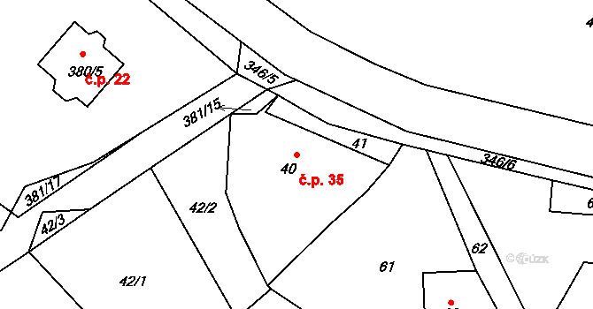 Malečov 35 na parcele st. 40 v KÚ Malečov, Katastrální mapa