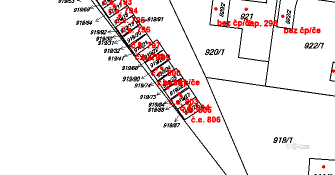 Pudlov 803, Bohumín na parcele st. 919/25 v KÚ Pudlov, Katastrální mapa