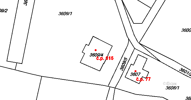 Podmoklice 615, Semily na parcele st. 3609/4 v KÚ Semily, Katastrální mapa