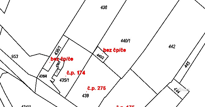 Borkovany 95688498 na parcele st. 440/2 v KÚ Borkovany, Katastrální mapa