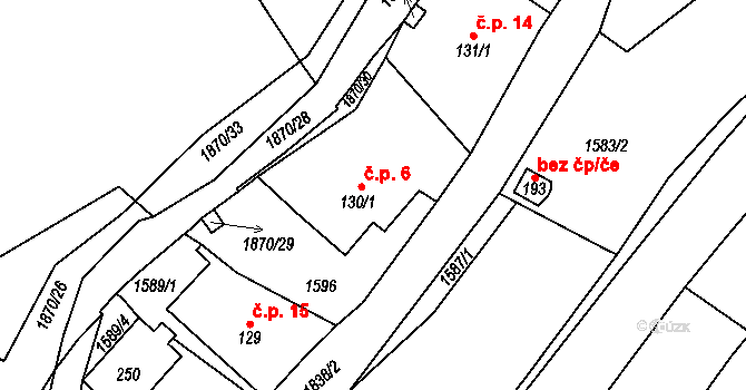 Hluky 6, Kounov na parcele st. 130/1 v KÚ Kounov u Dobrušky, Katastrální mapa