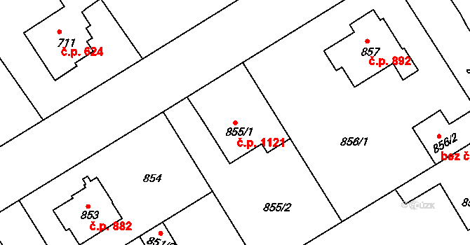 Rychnov nad Kněžnou 1121 na parcele st. 855/1 v KÚ Rychnov nad Kněžnou, Katastrální mapa