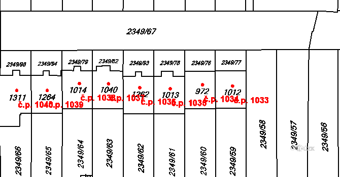 Hrušovany nad Jevišovkou 1035 na parcele st. 1013 v KÚ Hrušovany nad Jevišovkou, Katastrální mapa
