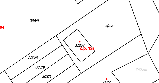 Přerov VIII-Henčlov 158, Přerov na parcele st. 303/4 v KÚ Henčlov, Katastrální mapa