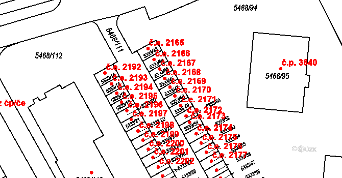 Jihlava 2169 na parcele st. 5333/47 v KÚ Jihlava, Katastrální mapa