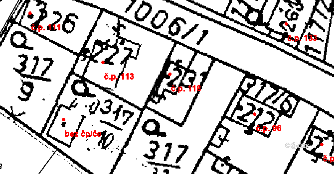 Vanovice 118, Všejany na parcele st. 231 v KÚ Všejany, Katastrální mapa