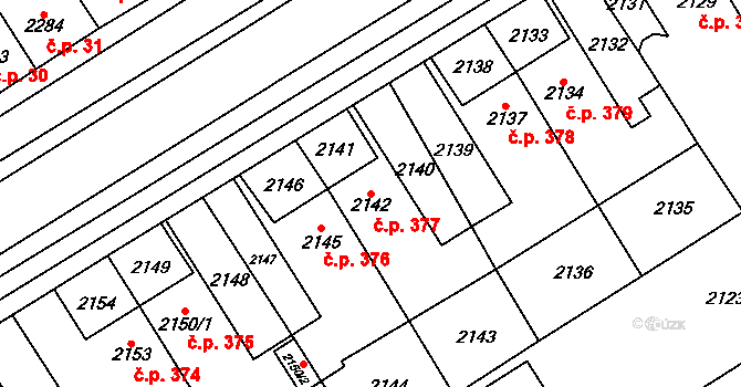 Vyškov-Město 377, Vyškov na parcele st. 2142 v KÚ Vyškov, Katastrální mapa