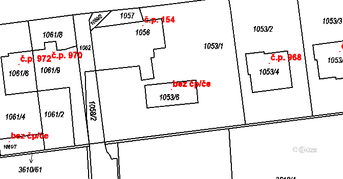 Třinec 147339499 na parcele st. 1053/6 v KÚ Lyžbice, Katastrální mapa