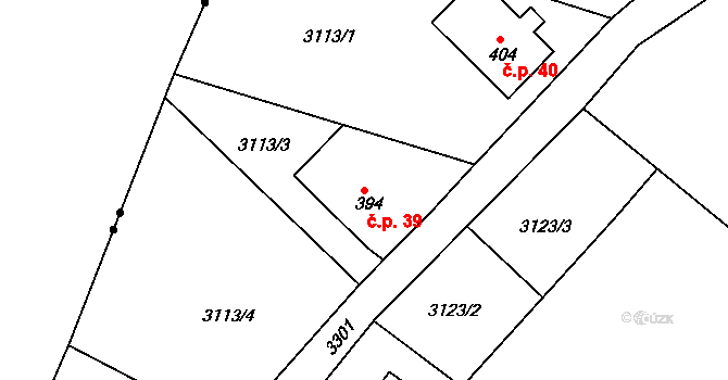 Uhelná 39, Hrádek nad Nisou na parcele st. 394 v KÚ Václavice u Hrádku nad Nisou, Katastrální mapa