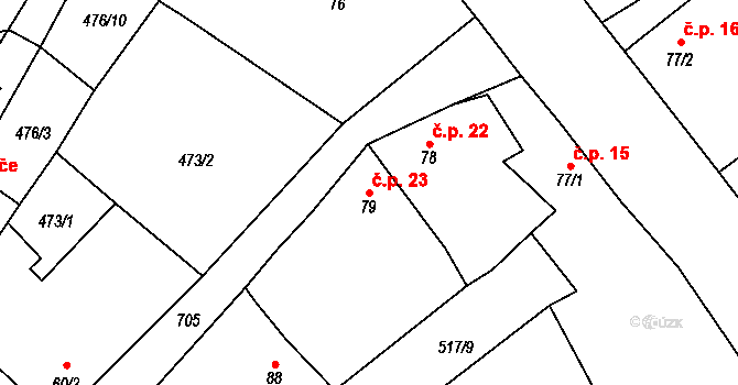 Bílinka 23, Velemín na parcele st. 79 v KÚ Boreč u Lovosic, Katastrální mapa