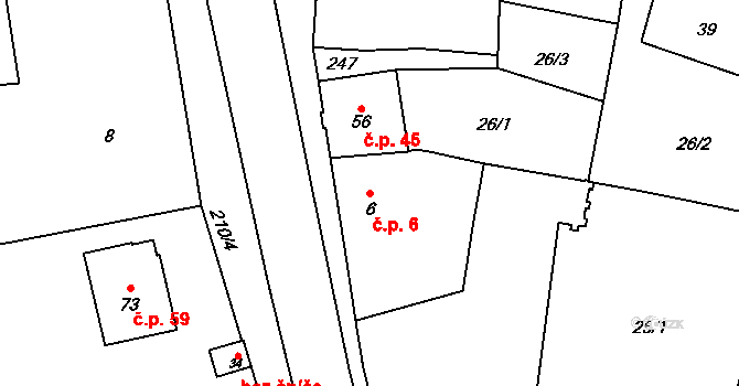 Nučničky 6, Travčice na parcele st. 6 v KÚ Nučničky, Katastrální mapa