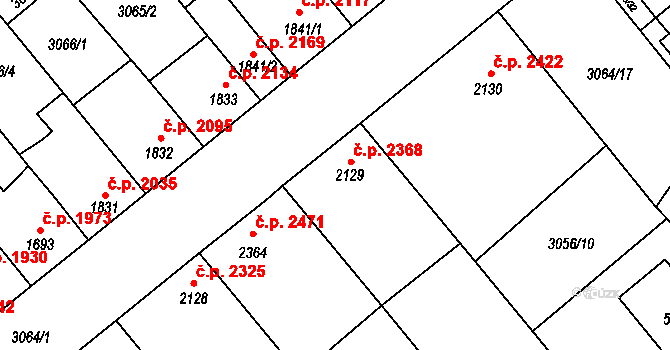 Břeclav 2368 na parcele st. 2129 v KÚ Břeclav, Katastrální mapa