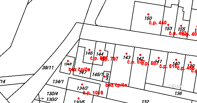 Maloměřice 797, Brno na parcele st. 144 v KÚ Maloměřice, Katastrální mapa