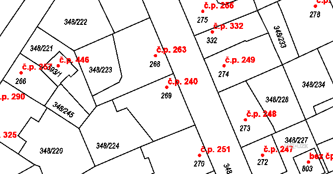 Černčice 240 na parcele st. 269 v KÚ Černčice u Loun, Katastrální mapa