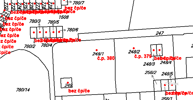 Řetenice 380, Teplice na parcele st. 248/1 v KÚ Teplice-Řetenice, Katastrální mapa