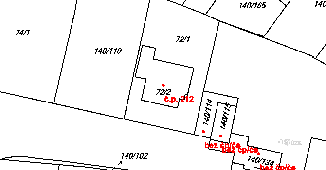 Lhotka 212, Praha na parcele st. 72/2 v KÚ Lhotka, Katastrální mapa