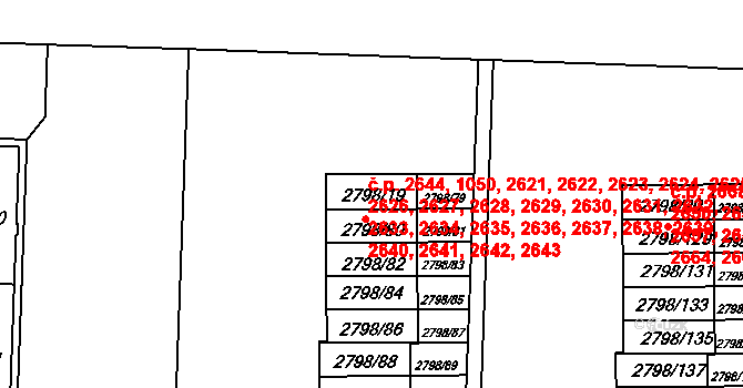 Strašnice 1050,2621,2622,2623,, Praha na parcele st. 2798/19 v KÚ Strašnice, Katastrální mapa