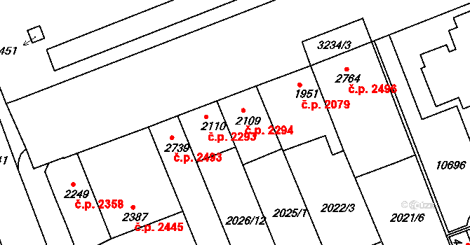 Hodonín 2294 na parcele st. 2109 v KÚ Hodonín, Katastrální mapa