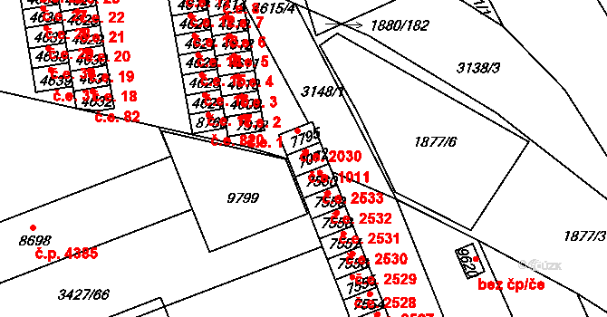Hodonín 1011 na parcele st. 7072 v KÚ Hodonín, Katastrální mapa