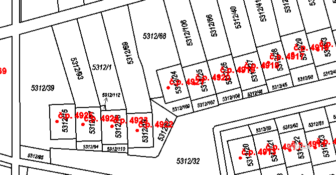 Chomutov 4921 na parcele st. 5312/24 v KÚ Chomutov I, Katastrální mapa