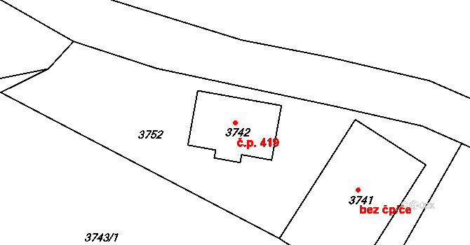 Jirkov 419 na parcele st. 3742 v KÚ Jirkov, Katastrální mapa